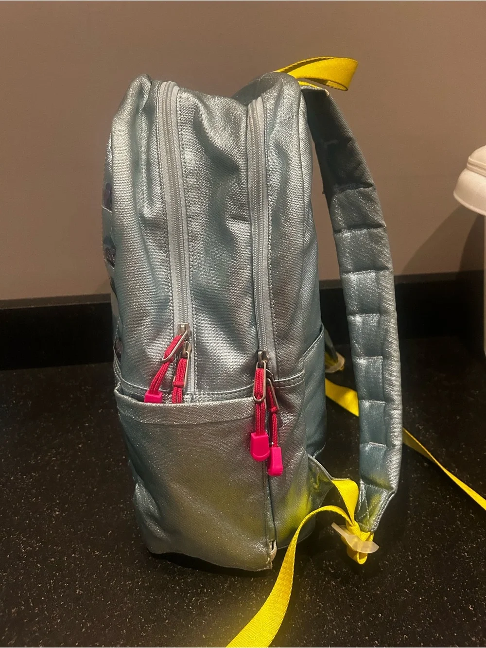 STATE KANE Double Backpack large SilverSequin Grid Backpack with Rainbow Accents